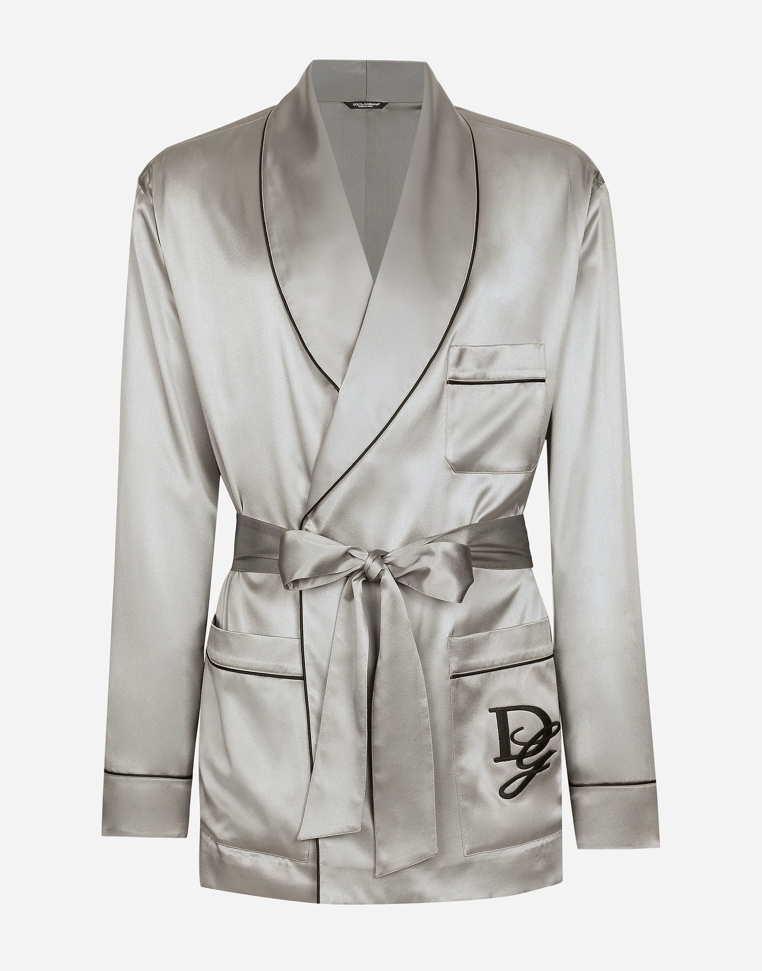 Pyžamo Dolce & Gabbana Silk Satin Robe Gray Šedá | G2TQ4ZFU1AUN2613, 0