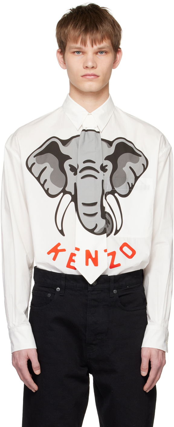 Košeľa KENZO Paris Detachable Tie Shirt Biela | FD55CH4219I4, 0