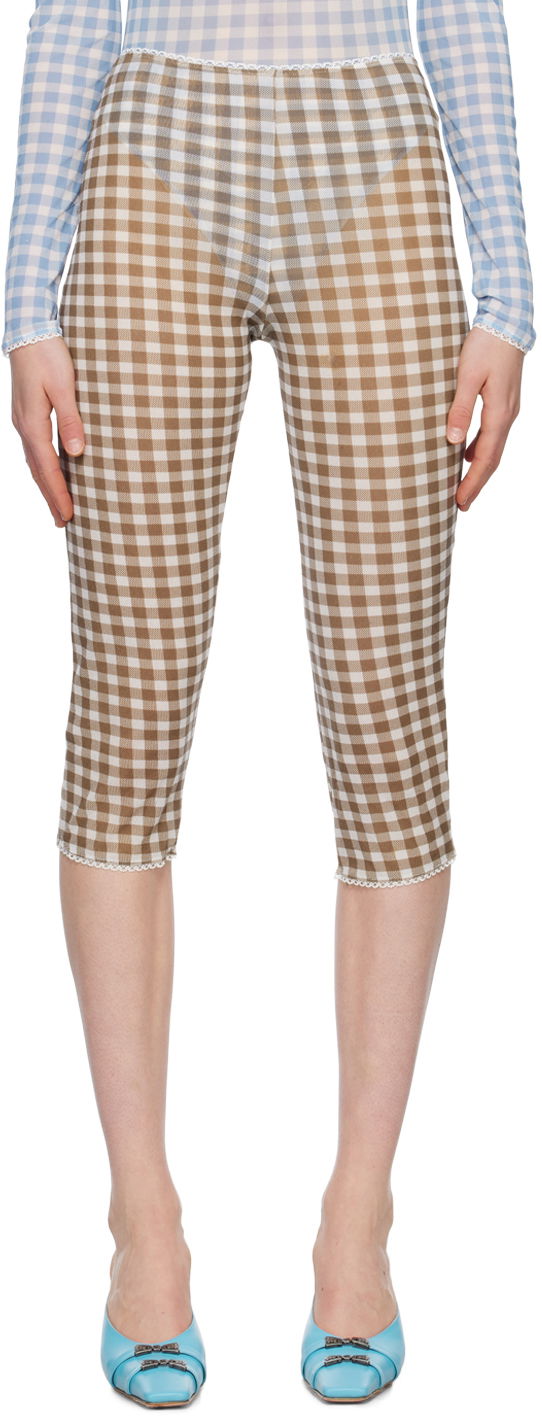 Nohavice Acne Studios Check Trousers Béžová | A80096-, 0
