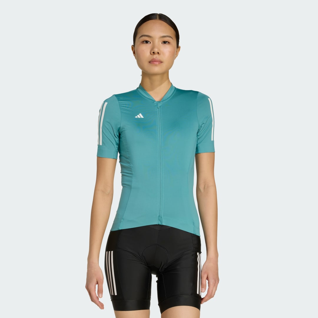 Dres adidas Performance Tempo 3-Stripes Cycling Jersey Tyrkysová | JY2935, 0