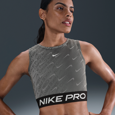 Crop Top Nike Nike Pro Dri-FIT Printed Crop Top Šedá | HQ5683-010, 0