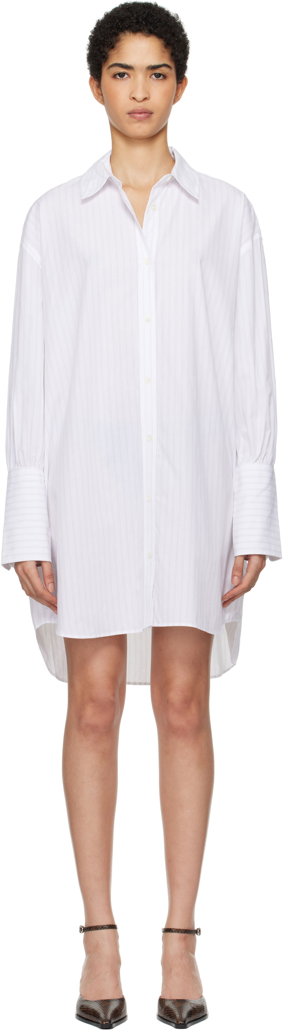 Košeľa Anine Bing ANINE BING Striped Lake Mini Shirt Dress Biela | A-02-10562-MTL31, 0