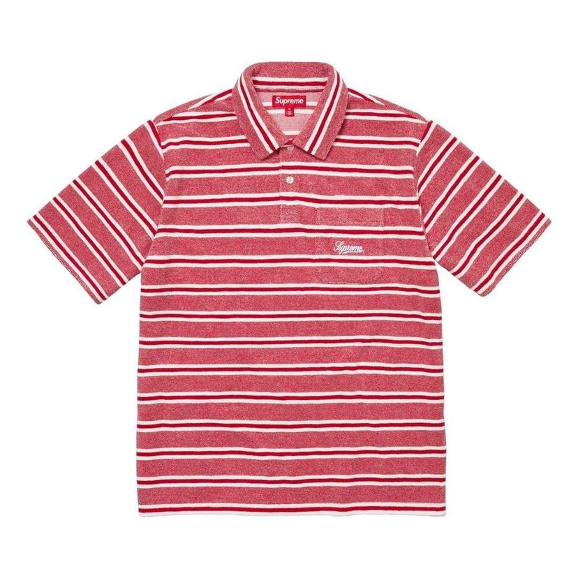 Polo tričko Supreme Striped Terry Short Sleeve Polo Červená | SUP-SS24-230