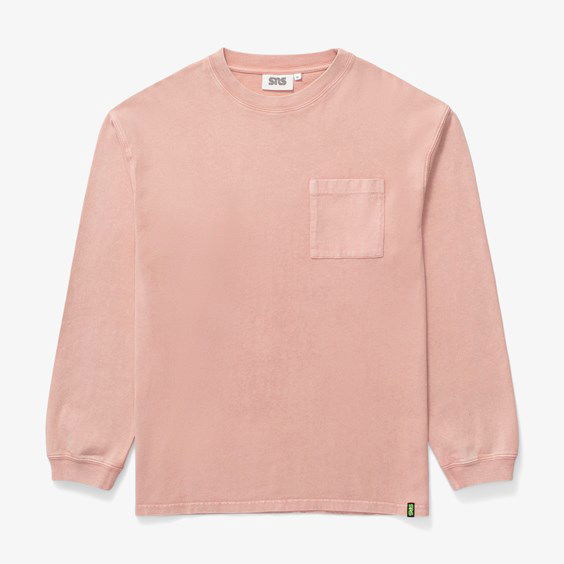 Tričko SNS Washed Long Sleeve Pocket Tee Ružová | SNS-105001