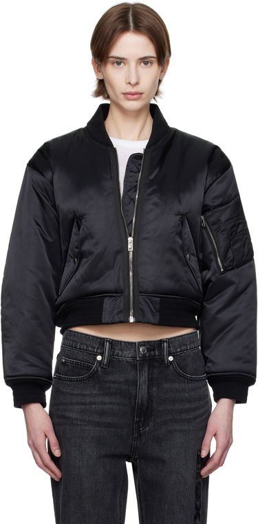 Bomber bunda Alexander Wang Alexander Wang Logo-Embroidered Cropped Bomber Jacket Čierna | 1WC1253278, 0
