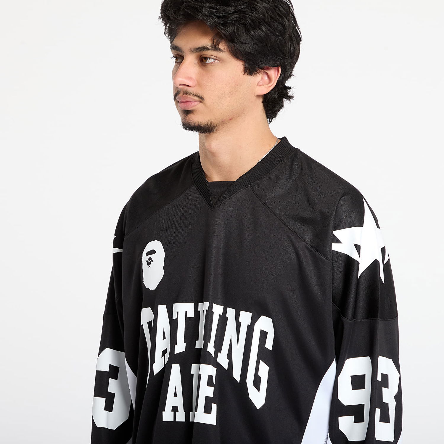 Dres BAPE Line Camo Jacquard Logo Relaxed Fit Ice Hockey Jersey Čierna | 001LTL801313MBLK, 1