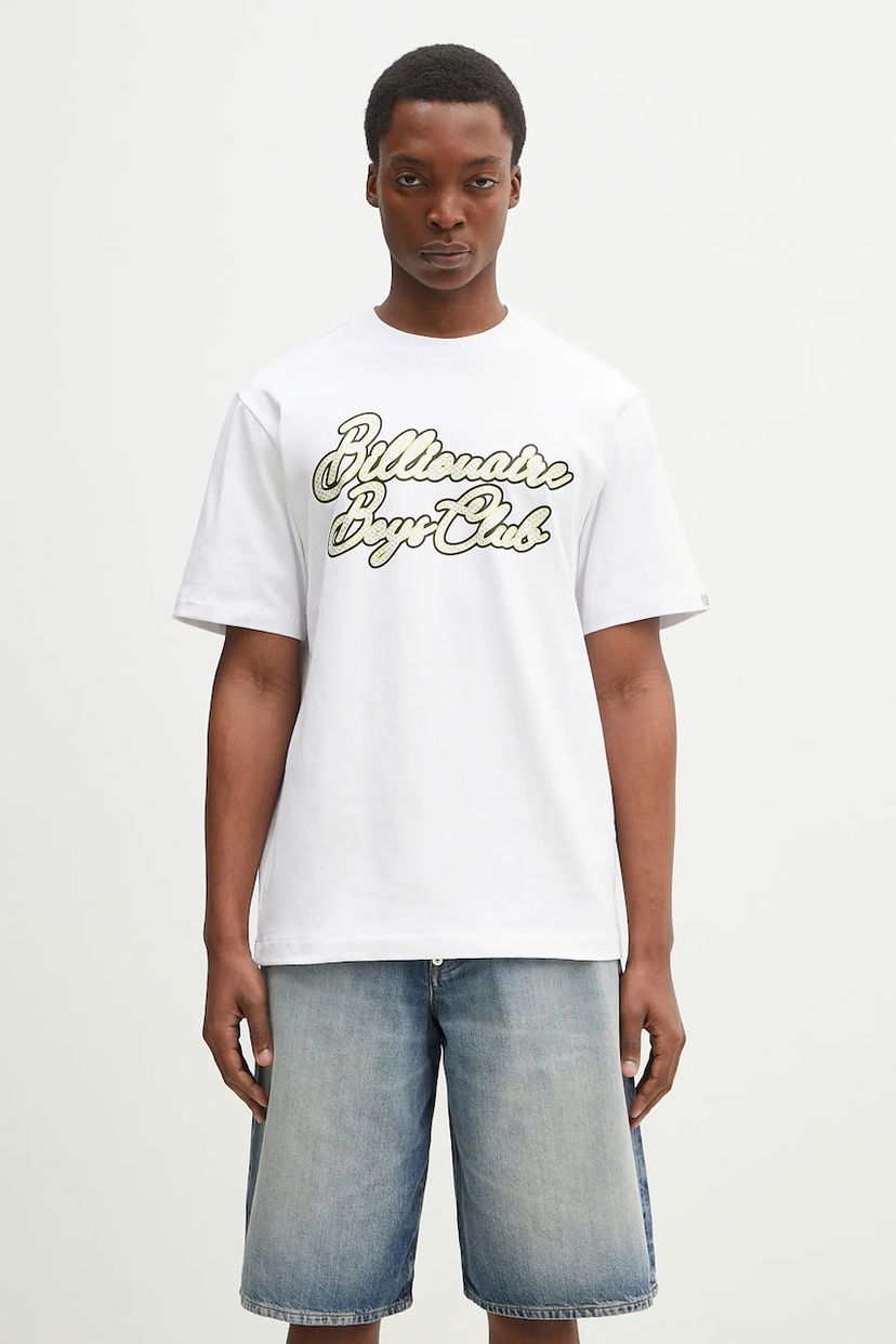 Tričko BILLIONAIRE BOYS CLUB Printed Short Sleeve Diamond Script Logo T-Shirt Biela | B25162