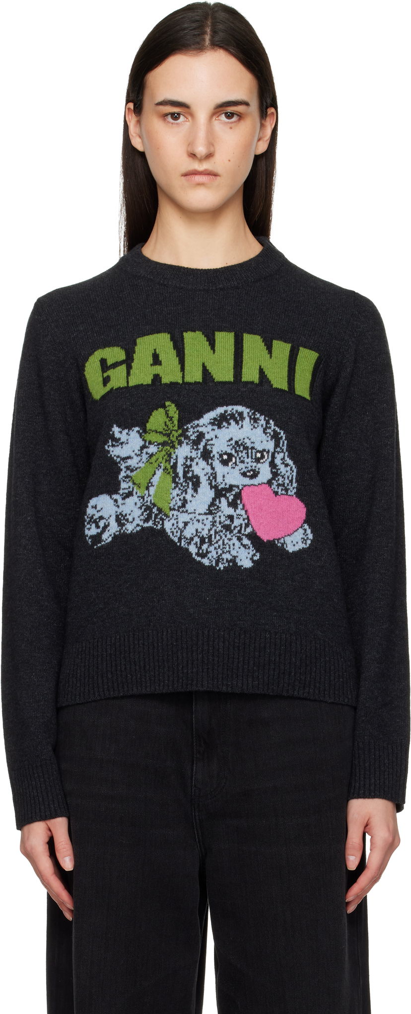 Sveter GANNI GANNI Puppy Wool Jumper Šedá | K2597