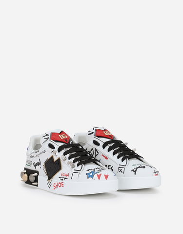 Tenisky a topánky Dolce & Gabbana Printed Calfskin Portofino Biela | CK1544AD569HWF57, 1
