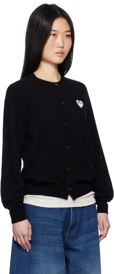 Sveter Comme des Garçons Black Cardigan With White Heart Čierna | AX-N061-051, 1