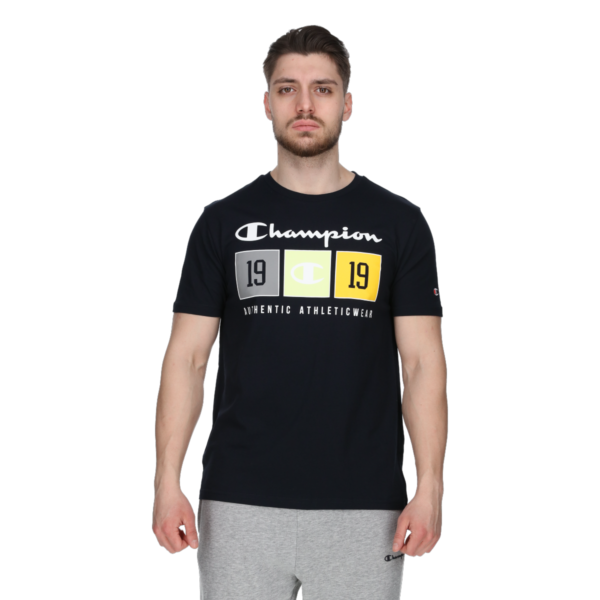 Tričko Champion Crewneck T-Shirt with 'Authentic Athleticwear' Block Graphic Čierna | 221479-BS501, 0