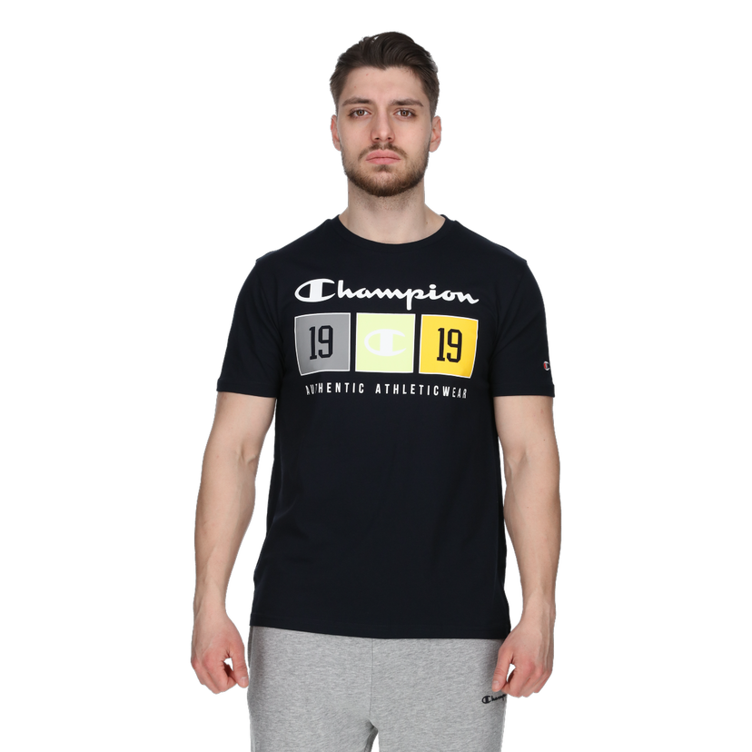 Tričko Champion Crewneck T-Shirt with 'Authentic Athleticwear' Block Graphic Čierna | 221479-BS501