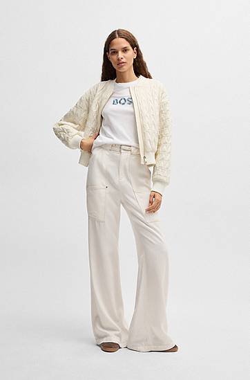 Tričko BOSS BOSS Cotton-Jersey T-Shirt with Seasonal Logo Biela | 50535322, 1