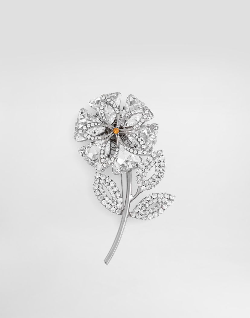 Spona Dolce & Gabbana Dolce & Gabbana Maxi Flower Rhinestone Brooch Metalická | WPR7F4W111187655