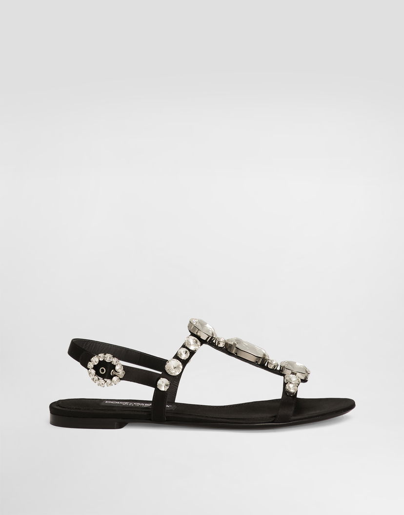 Tenisky a topánky Dolce & Gabbana Satin Sandals With Gemstone Embellishment Čierna | CQ0601A9T438S488