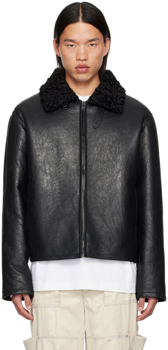 Bunda Acne Studios Black Zip Shearling Jacket Čierna | B70147-, 0
