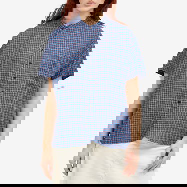 Košeľa BEAMS Beams Boy Linen Check Short Sleeve Shirt Modrá | 13010074803-75, 2