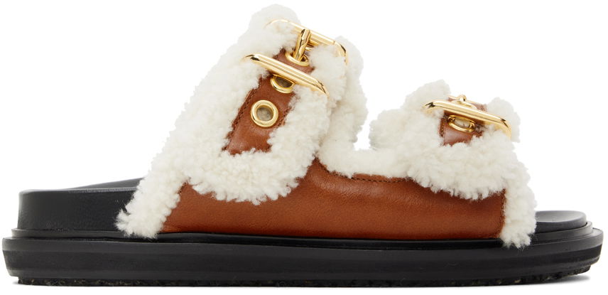 Tenisky a topánky Marni Shearling Fussbett 2 Sandals Biela | FBMS014501 P5045, 0
