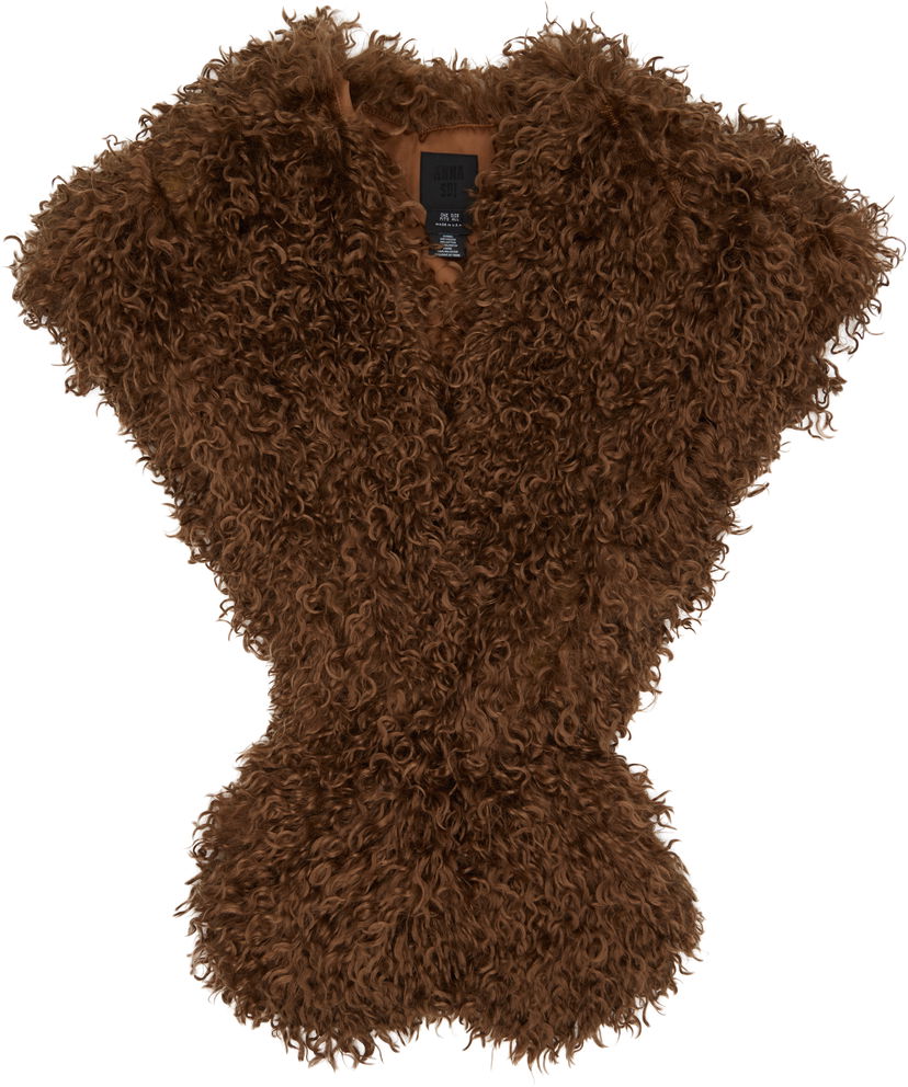 Šál Anna Sui Anna Sui Curly Faux Fur Shawl Scarf Hnedá | 725D93