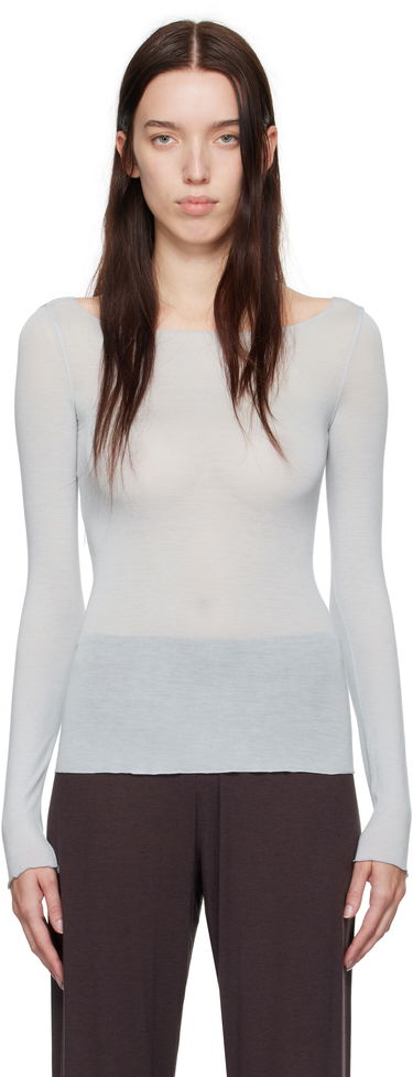 Tričko SKIMS SKIMS Sheer Modal Boat Neck Long Sleeve T-Shirt Modrá | LS-LST-6143W, 0