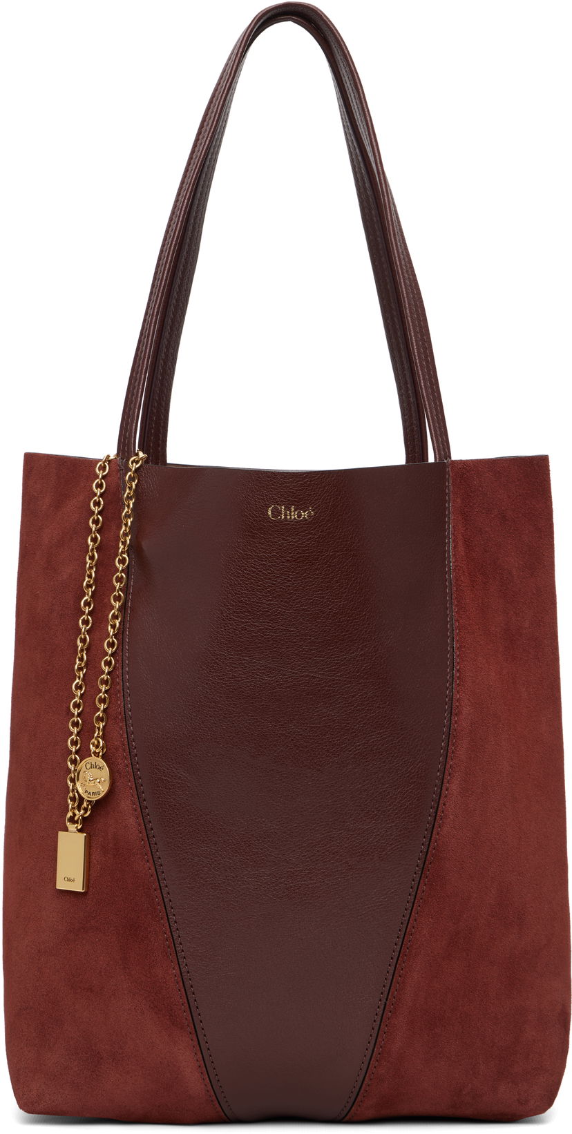 Tote bag CHLOÉ Spin Tote Vínová | CH25WS811Q76