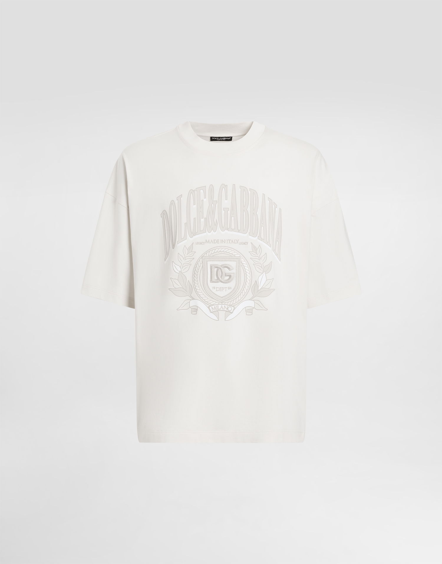Tričko Dolce & Gabbana Dolce & Gabbana Cotton T-Shirt with Embroidered Crest Logo Biela | G8SH6ZG7O2HA4567, 0