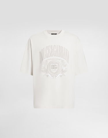 Tričko Dolce & Gabbana Dolce & Gabbana Cotton T-Shirt with Embroidered Crest Logo Biela | G8SH6ZG7O2HA4567, 0