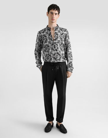 Košeľa Dolce & Gabbana Dolce & Gabbana Cotton Mandarin Shirt with Majolica Print Rôznofarebný | G5NI5THH5ELIU3TN, 3