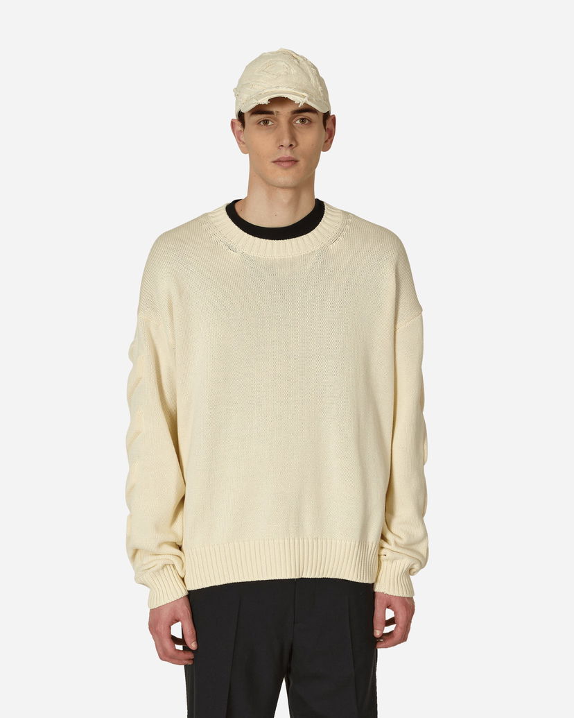 Sveter Off-White 3D Diagonal Crewneck Sweater Beige Béžová | OMHE151S23KNI001 6161