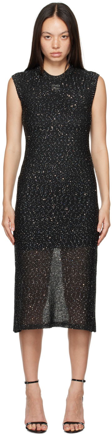 Šaty MSGM Black Glitter Midi Dress Čierna | 3741MDA195 247784, 0