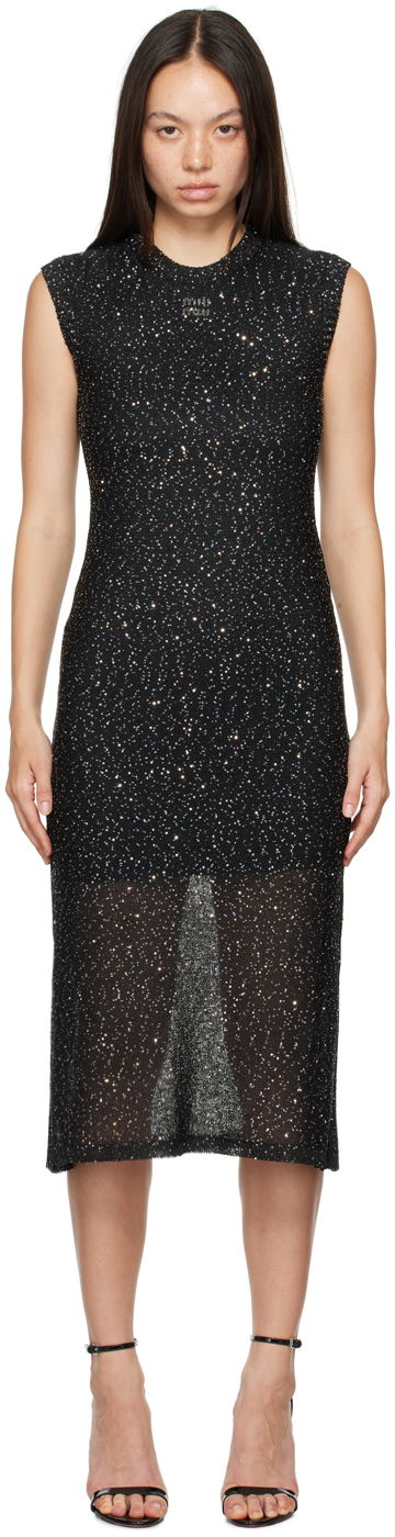 Šaty MSGM Black Glitter Midi Dress Čierna | 3741MDA195 247784