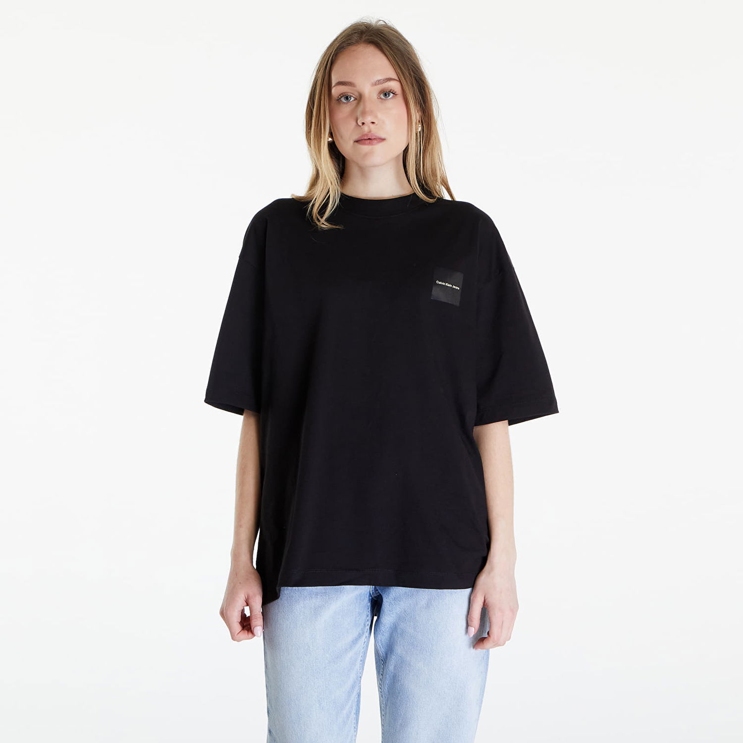Tričko CALVIN KLEIN Jeans Warp Logo Boyfriend Short Sleeve Tee Black Čierna | J20J223166 BEH, 0