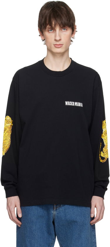 Tričko WACKO MARIA Wacko Maria Washed Tiger Print Crew Neck Longsleeve T-Shirt Čierna | 25SS-WMT-LT03, 0
