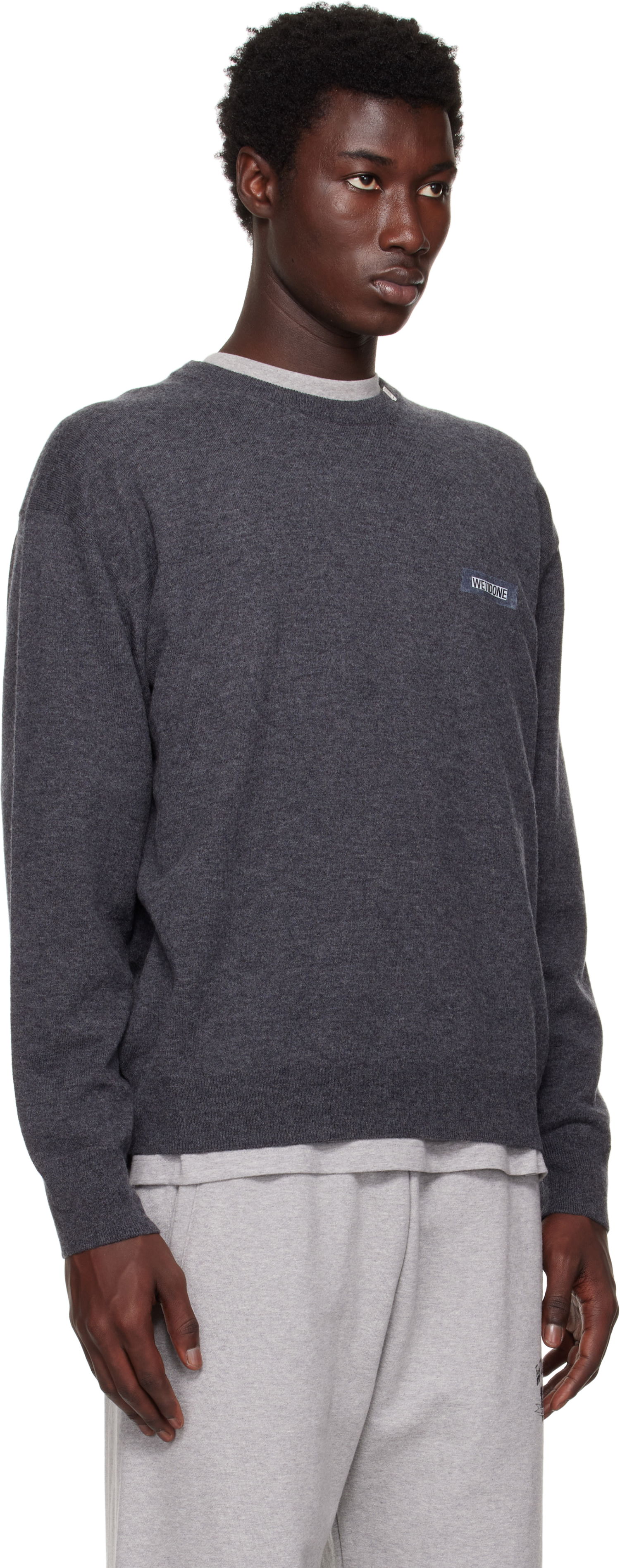 Sveter We11done We11done Knit Logo Pullover Sweater Šedá | WD-KO2-25-651-U-GY, 1