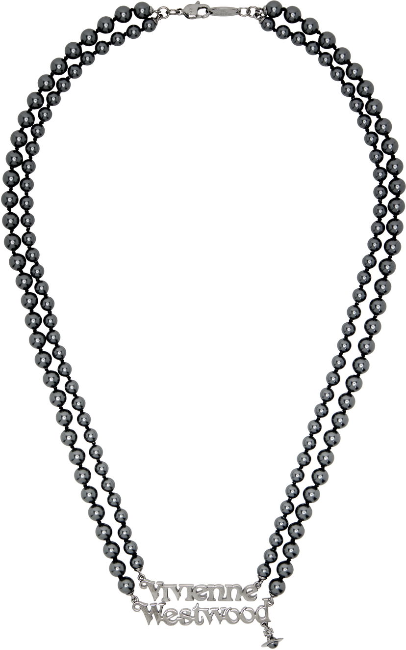 Náhrdelník Vivienne Westwood Vivienne Westwood Emilio Double Strand Beaded Necklace Šedá | 6301014C-02S411-