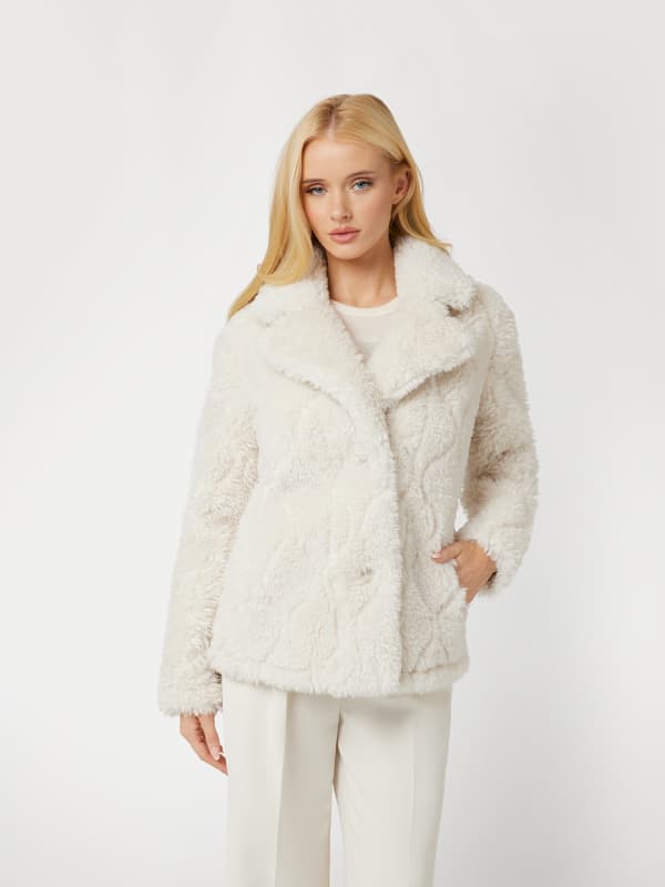 Bunda GUESS Faux Fur Cropped Jacket Biela | W4BL15WGHY0, 0