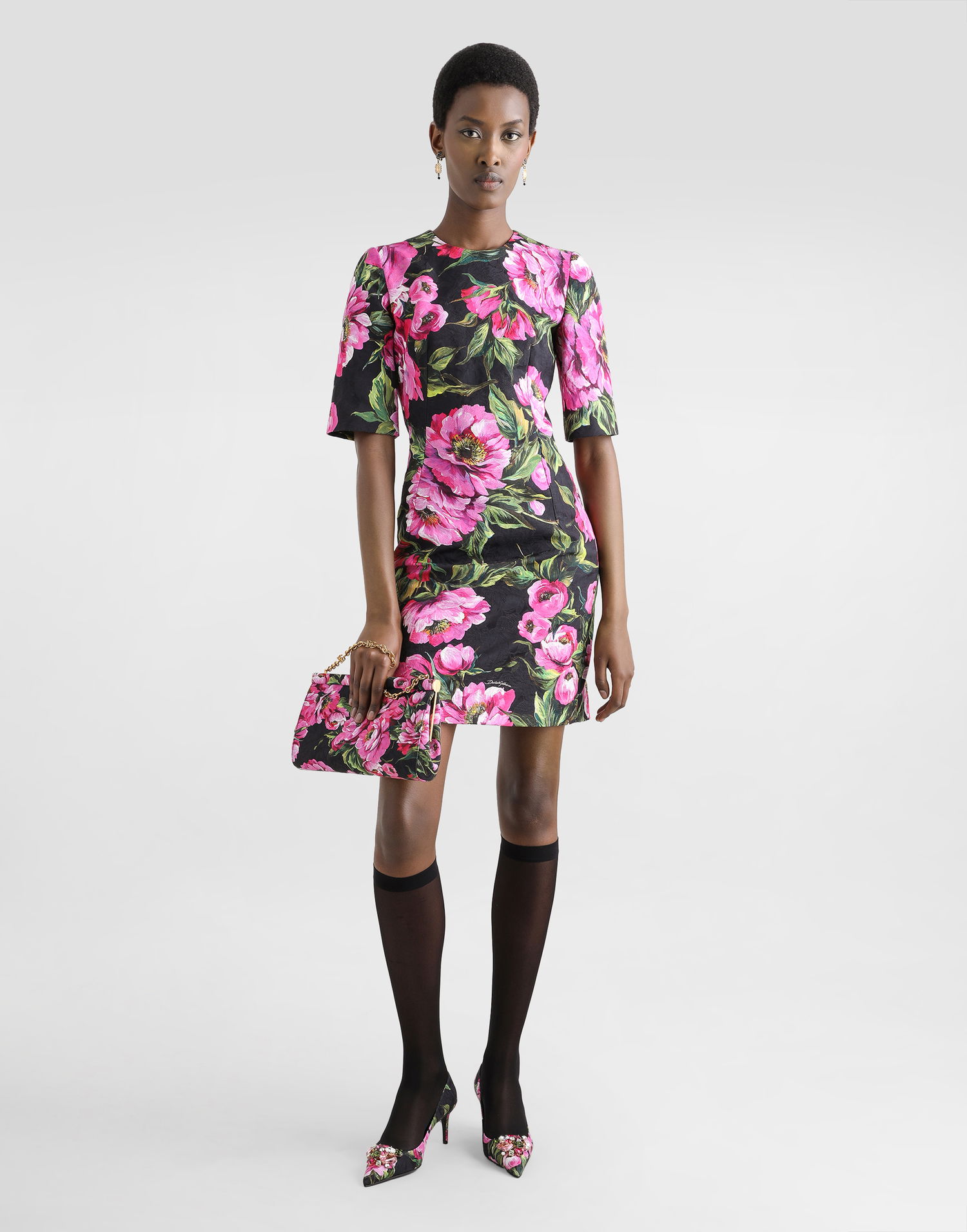 Šaty Dolce & Gabbana Dolce & Gabbana Peony-Print Fit-and-Flare Midi Dress Rôznofarebný | F6TMJTFSFN9HN5KR, 1