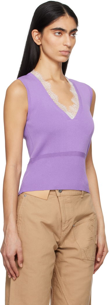 Sveter JW Anderson JW Anderson V-Neck Lace Trim Vest Šedá | KW1357-YN0324, 4