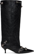 Cagole Wide Leather Boots With Buckle