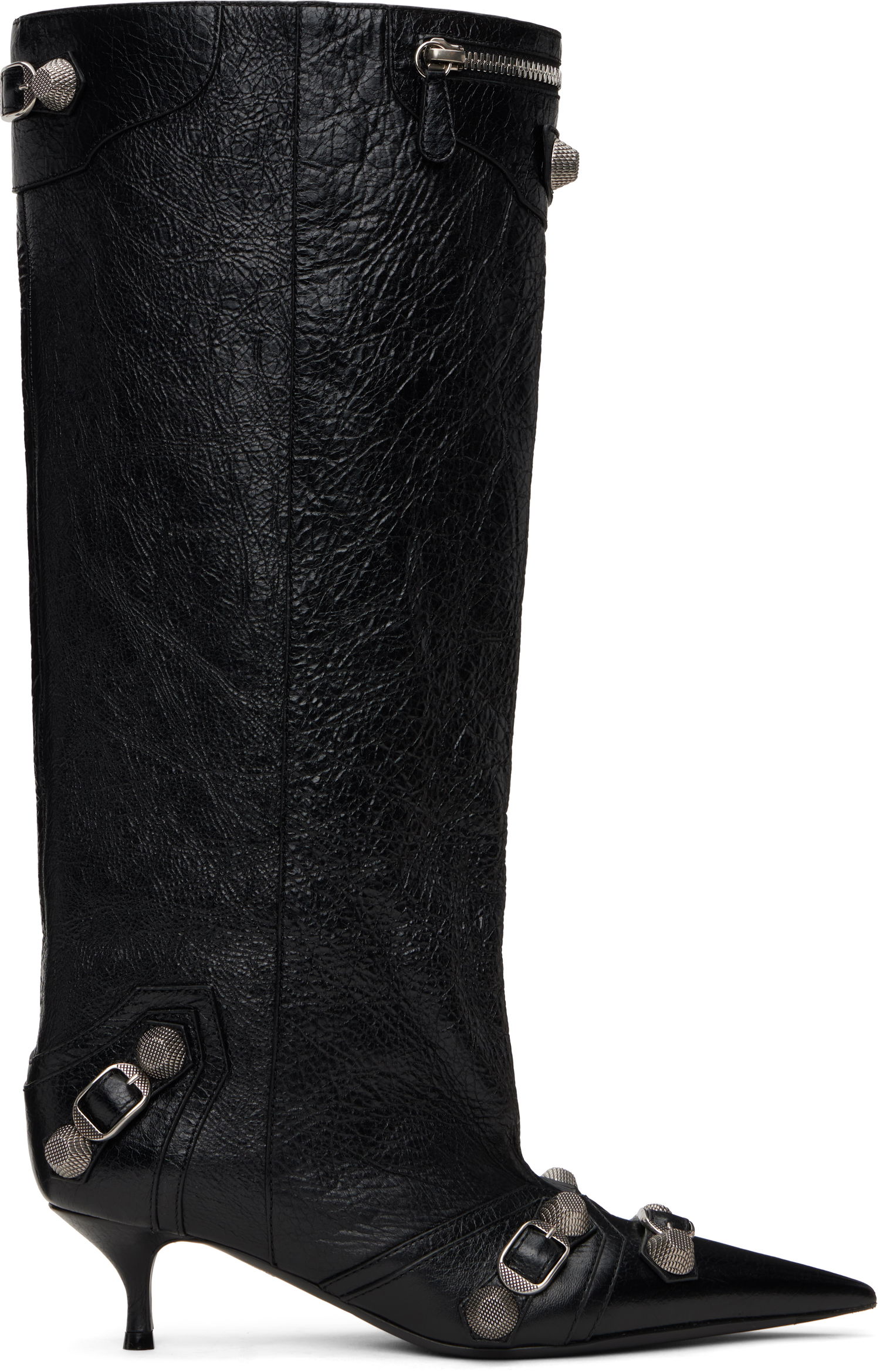 Tenisky a topánky Balenciaga Cagole Wide Leather Boots With Buckle Čierna | 802090 WAD4E, 0