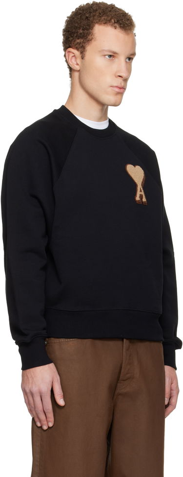 Mikina AMI Cotton Ami De Coeur Sweatshirt Čierna | H25USW771.747, 1