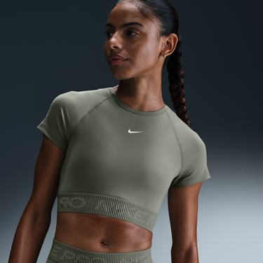 Crop Top Nike Nike Pro Dri-FIT Short Sleeve Crop Top Zelené | HM6369-320, 1