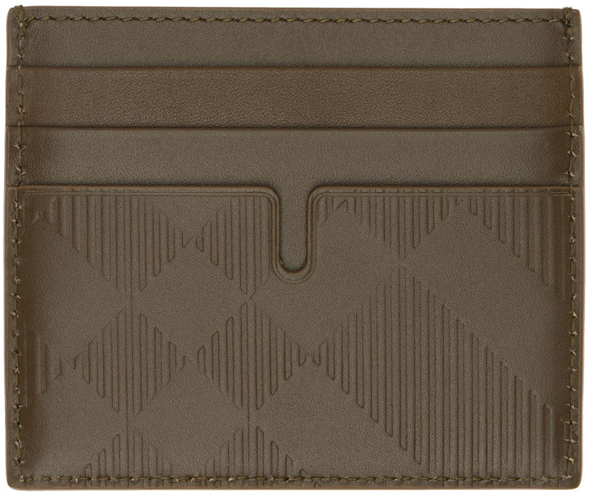 Brown Tall Embossed Check Card Holder