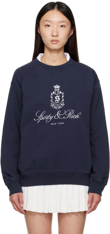 Mikina Sporty & Rich Sporty & Rich Vendome Embroidered Crewneck Sweatshirt Navy | ST071602231BL106, 0