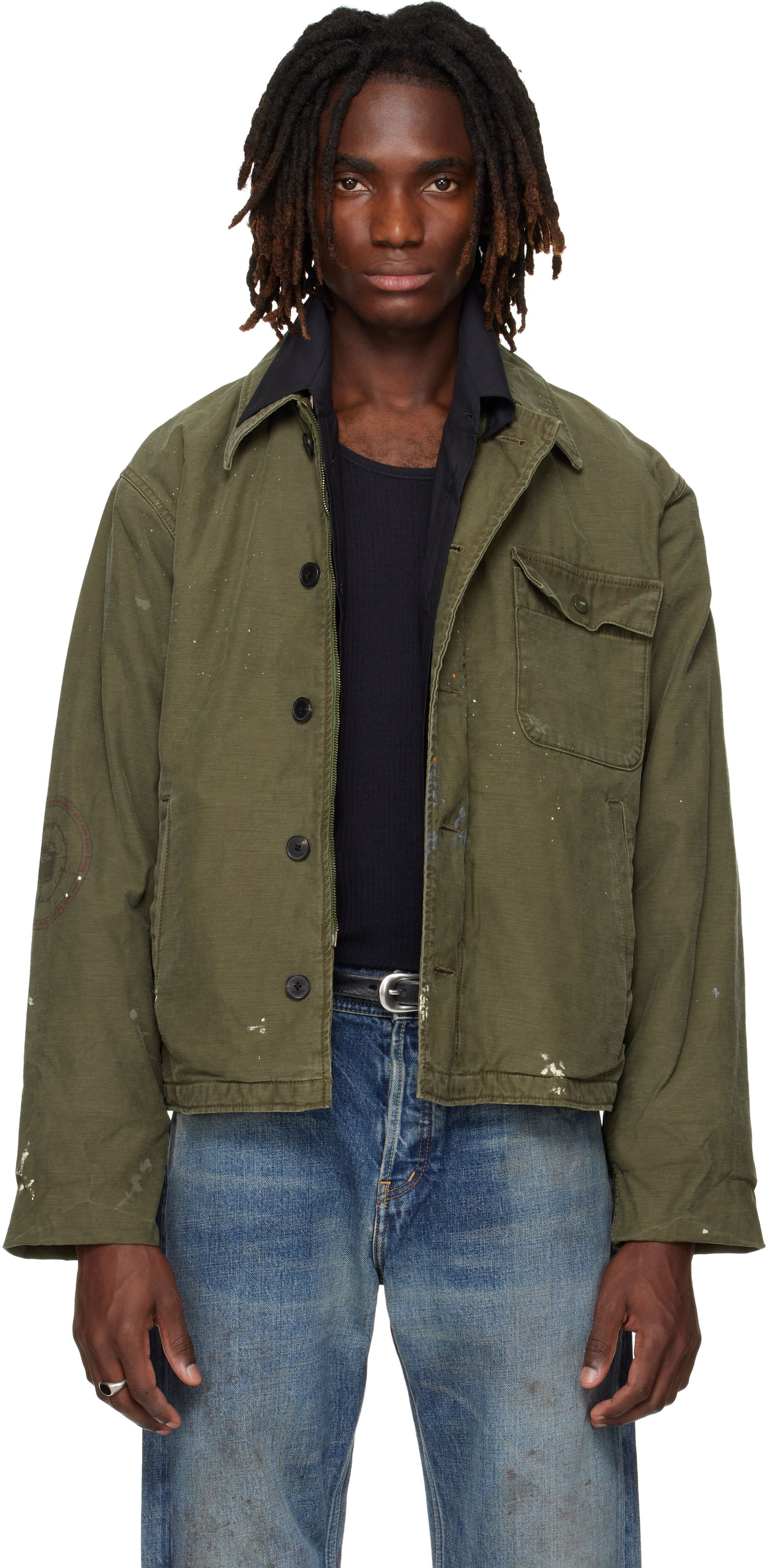 Bunda Enfants Riches Déprimés 'Need to Suffer' Distressed Field Jacket Zelené | 030-556, 0