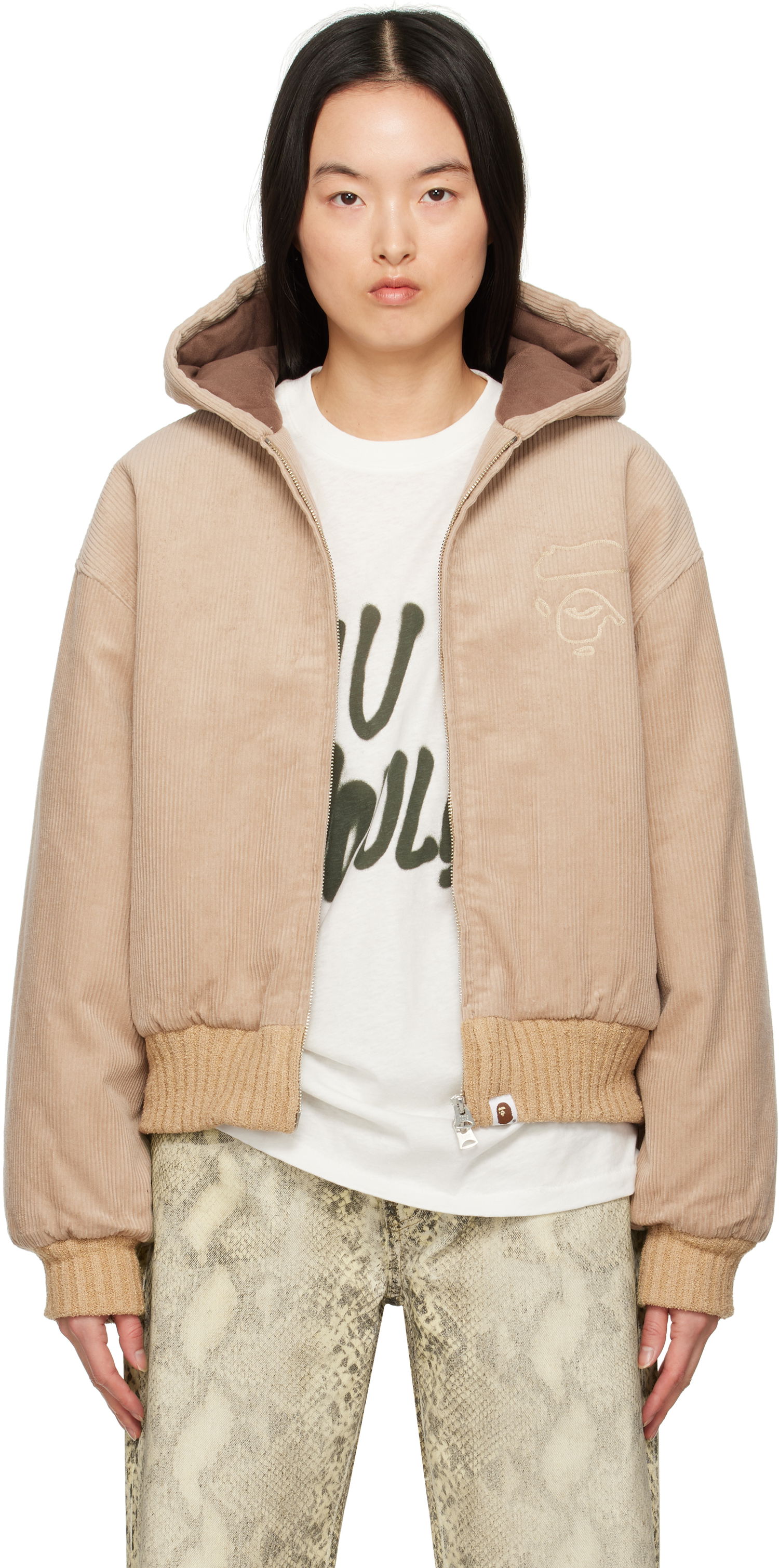 Bomber bunda BAPE BAPE Corduroy Padded Hoodie Jacket Béžová | 001HJK802003L, 0