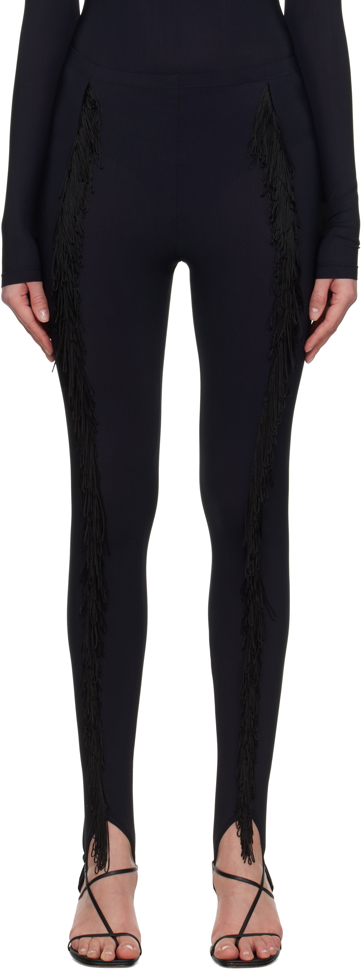 Legíny Maison Margiela MM6 Maison Margiela Fringe Stirrup Leggings Čierna | S52KA0525 S20518, 0