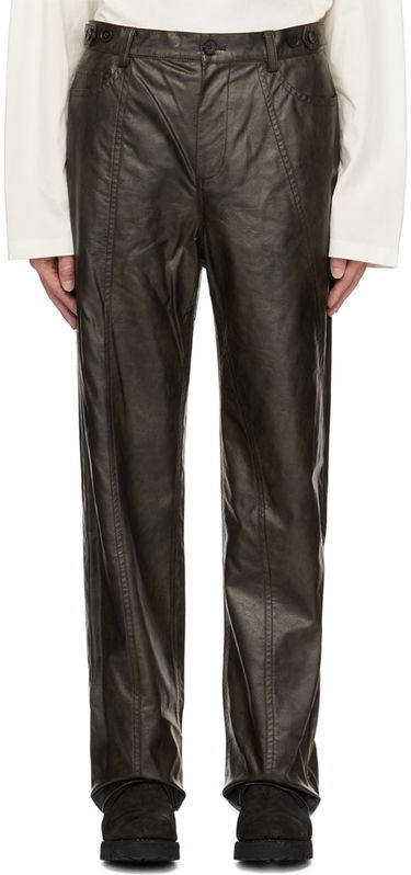 Nohavice Feng Chen Wang Feng Chen Wang Faux-Leather Trousers Hnedá | FMF18TR09, 0