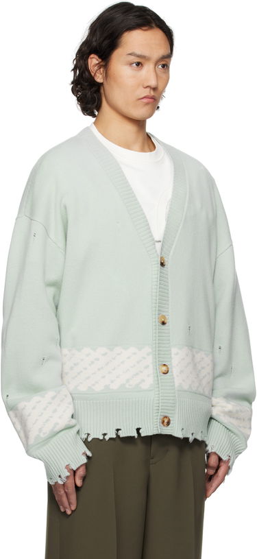Sveter Feng Chen Wang Feng Chen Wang Ripped Jacquard Cardigan Zelené | FUS19KT06G, 1