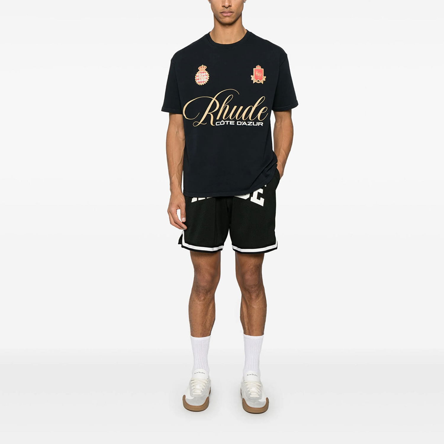 Tričko Rhude Rhude Script Crest T-Shirt Čierna | RHPS25TT070122306, 0
